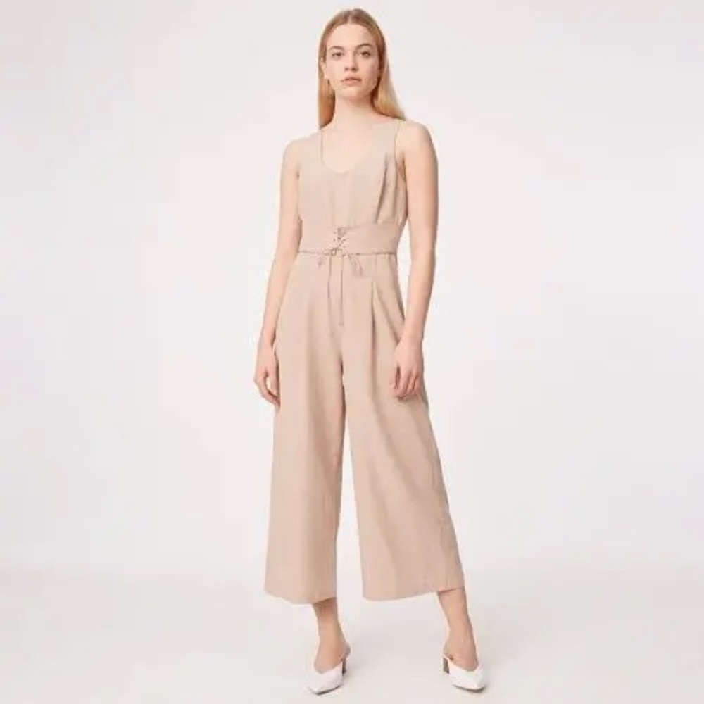 Club Monaco Tan Beige Belted Jumpsuit